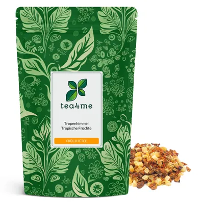Produktbild von tea4me Tropenhimmel Früchtetee mit Mango-Mandarine-Geschmack