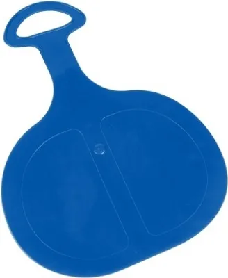 A blue plastic sled on a white background.