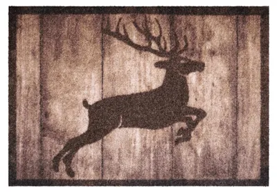 Produktbild von Akzente Listen Deer Jump Rutschfest,Fußmatte, 70x100 cm, Polyamid+TPE, abriebfest, wetterbeständig, PVC-frei, für Fußbodenheizung geeignet.
