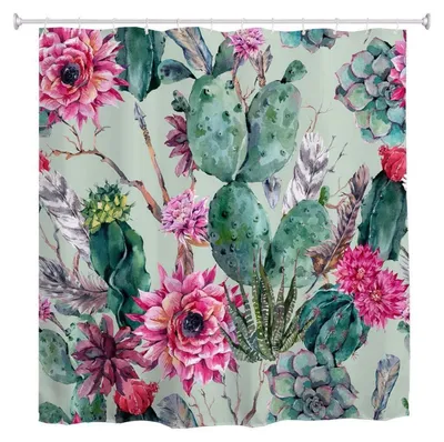 Immagine prodotto di Tenda da doccia con motivo floreale, impermeabile, 180x180 cm, in poliestere, con ganci