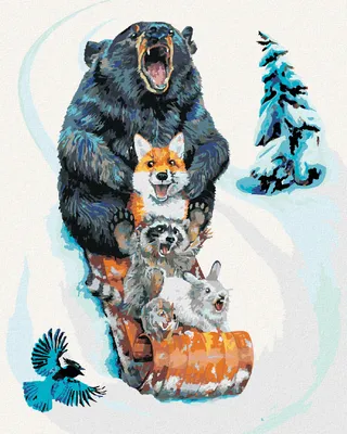 Produktbild von Zuty - Malen nach Zahlen - TIERE AUF SCHLITTEN (HOLLY SIMENTAL), 40x50 cm, mit Keilrahmen (bereits gespannt)