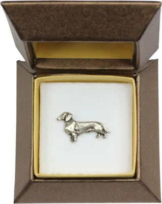 Produktbild von Dachshund Rauhhaar, Dackel, Teckel - Hundebrosche in Geschenkbox, elegante Anstecknadel, Reversnadel für Art-Dog Markenjacke