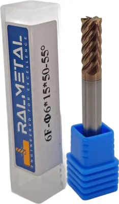 Produktbild von Vollhartmetall-6-Schneiden-Fräser 6 x 15 x 50 mm TiSiN 55 HRC