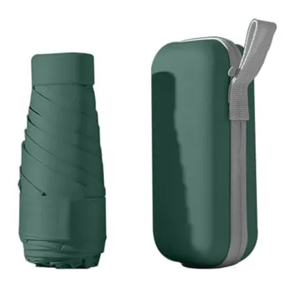Produktbild von Regenschirm, Mini Regenschirm, Taschenschirme, Kompakter Regenschirm Mini Faltbarer Reise Regenschirm Klein Mit Etui, Uv-Regenschirm (Grün)