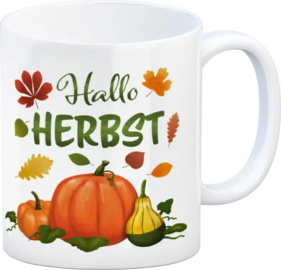 Produktbild von Hallo Herbst Kaffeebecher mit hübschen Kürbissen