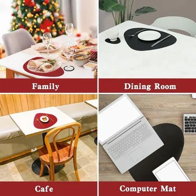 Produktbild von Famanu Tischsets Set aus 4 abwaschbaren Tischmatten und Untersetzern - Oval und Rund