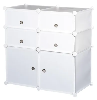 Image de Armoire modulaire – Rangement en acier | Couleur : Blanc | Dimensions : 29,52 x 14,56 x 28,74 cm