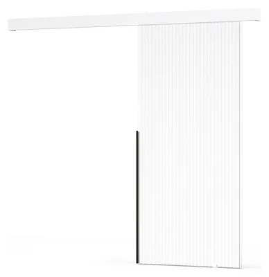 Produktbild von Schiebetür RIBB 106/100 cm mit Lamellen Schiebetürsystem SoftClose Laufschiene Set Schwebetür SoftStop Geriffelt (Weiß)