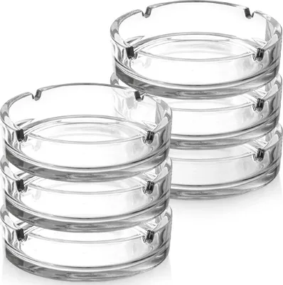 Obrázok produktu pre Orion | Popolník - sklo - 10 cm - 6 kusov - okrúhly - 10 x 3,5 cm - priehľadný