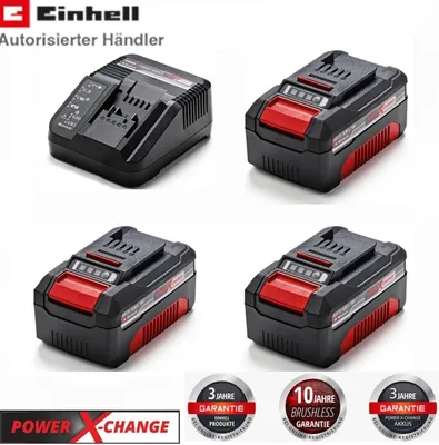 Produktbild von 3 x Original Einhell 4,0 Ah Akku und Ladegerät Power X-Change Li-Ion, 18 V