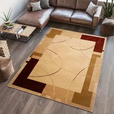 Produktbild von Teppich Wohnzimmer Schlafzimmer Kurzflor Modern Beige Creme Meliert 70 x 140 cm