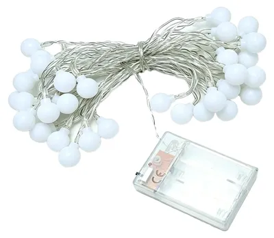 Imagen del producto de Guirnalda de luces con bolas, 3 metros, 20 LEDs, luz cálida, funciona con pilas