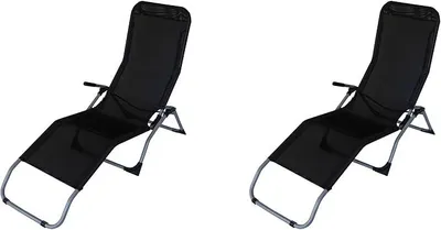 Produktbild von Kippliege Relaxliege Saunaliege Sylt, Stahl grau + Textilgewebe schwarz,klappbar, für Innen + Außen (2)