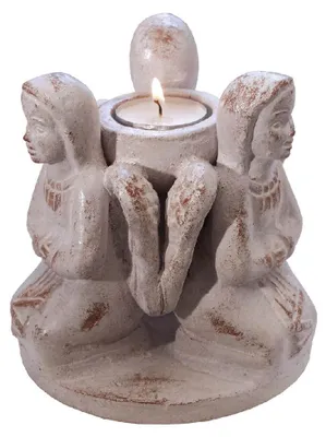 Produktbild von Teelichthalter "3 Engel im Kreis" Terracotta 13x13cm