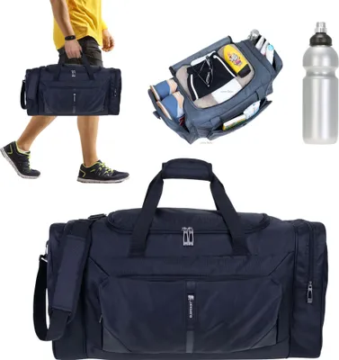 Produktbild von Sporttasche Reisetasche Damen Herren groß Elephant Large 40 Liter Freizeittasche Fitnesstasche Fußball Tasche Force L 52 cm 5176 Schwarz + Flasche