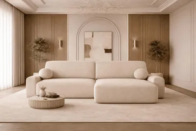 Produktbild von MOEBLO Ecksofa Lisbon – Ottomane beidseitig montierbar, Ecksofa aus Bouclé, Couch für Wohnzimmer, Schlafsofa Sofagarnitur Sofa Eckcouch L-Form, mit Bettkasten und Schlaffunktion - Beige (Anthology 3)