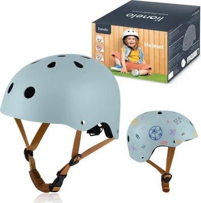 Produktbild von LIONELO Helmet Schutzhelm für Kinder, verstellbar 50-56 cm, Kinnschutz, Intertek er Helm Mädchen und Jungen, Größe S