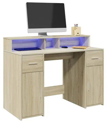 Productafbeelding van Laptoptablet Bureau - Werktafel - Bureau - Laptoptafel - Studieplek - Sonoma Eiken - RGB LED-verlichting