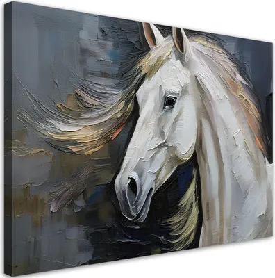 Immagine prodotto di Tela Cavallo bianco 90x60 Feeby Bianco quadro per la parete pronto per essere appeso