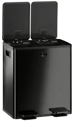 Zdjęcie produktu dla HOMCOM Kosz na śmieci 2 x 20 l, system segregacji odpadów, stal nierdzewna, z pokrywą z cichym domykaniem, czarny