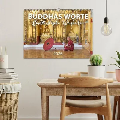 Produktbild von BUDDHAS WORTE - Buddhistische Weisheiten (Wandkalender 2026 DIN A3 quer), CALVENDO Monatskalender