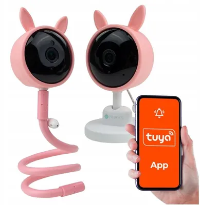 Produktbild von Elektronische Babymonitor-Kamera in Form eines Hasen, Steuerung über WLAN, App-Kompatibilität mit TUYA, 2 Stück