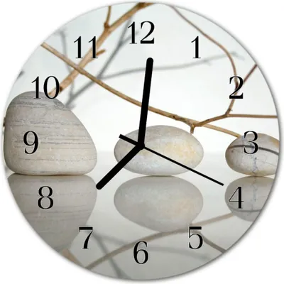 Produktbild von Glasuhr Wanduhr Küchenuhr Echt-Glas 30fi cm Steine grau