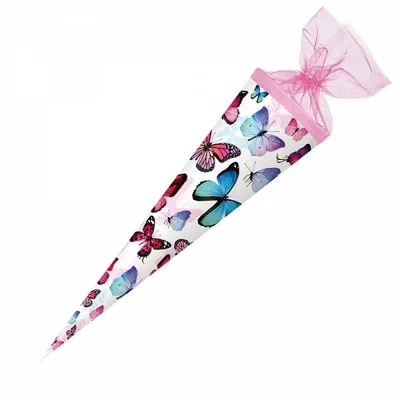 Produktbild von NESTLER Schultüte 50 cm RUND Schmetterlinge rosa Zuckertüte