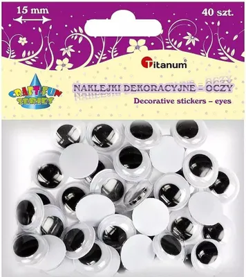 Image de Yeux autocollants sans cils 15mm ronds 40pcs