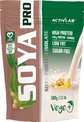 Produktbild von Activlab Soya Pro 500g, Sojaproteinisolat, BCAA, Glutamin, Arginin - Banane mit Nuss