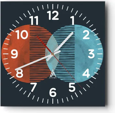 Produktbild von Wanduhr - Quadrat - Glasuhr - Geometrie Abstraktion Minimalismus - 30x30cm - Schleichendes Uhrwerk - Lautlos - zum Aufhängen bereit - Dekoration Modern - Wanddekoration aus Glas - C4AC30x30-5042