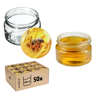 Zdjęcie produktu dla KADAX małe słoiki do przetworów 250 ml, słoiki na dżem z pokrywką, hermetyczne słoiki na prezenty