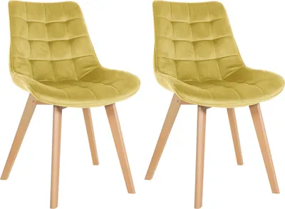 Produktbild von CLP 2er Set Esszimmerstühle Brook mit Samtbezug gelb