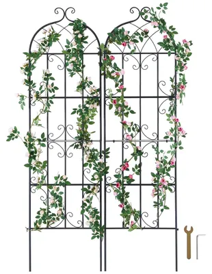 Image de Panneau de clôture en acier pour plantes grimpantes, lot de 2