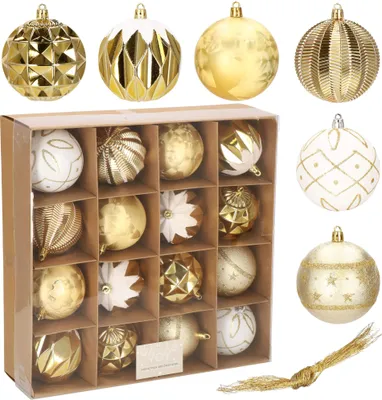 Produktbild von Weihnachtsbaumkugeln aus Kunststoff 16-teiliges Weihnachtskugeln-Set Dekoration für Weihnachten
