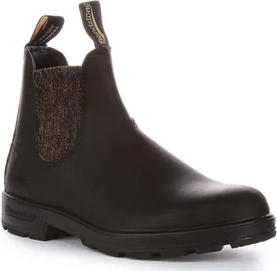 Produktbild von Blundstone 1924 Sparkle Glitt Side Panel Chels Damen In Schwarzen Leder Stiefeletten – 9 Großbritannien - 43 EU - 10M /12F US / Schwarz
