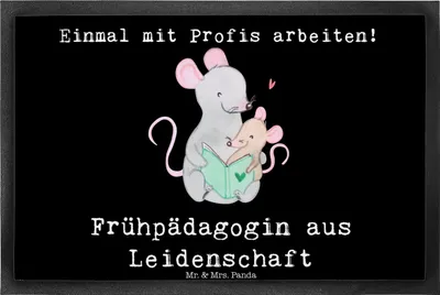 Produktbild von Mr. & Mrs. Panda fußmatte Frühpädagogin Leidenschaft 40 x 60 cm - Schwarz - Geschenk, Studium, Bodenvorleger, Sauberlaufmatte, Schmutzfänger, Ausbildung, Lustig, Spruch