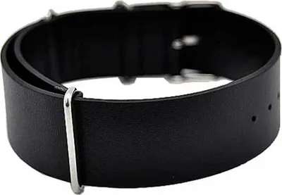 Produktbild von Uhrenarmband Durchzugsband Kalbleder NATO LEDER 20mm schwarz