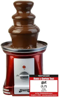 Produktbild von GADGY® 3-stufiger Schokobrunnen 90 Watt - 31,5 cm Hoch mit Turm aus Rostfreiem Stahl - 750 Gramm Kapazität - Retro-Look - Toll für Kindergeburtstage und Hochzeiten