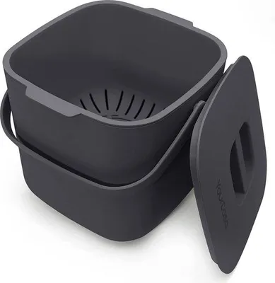 Immagine prodotto di Contenitore per rifiuti organici Unyqoosยฎ da 7 litri per la cucina: contenitore per compost resistente agli odori, lavabile in lavastoviglie, con inserto interno removibile e coperchio, colore antracite