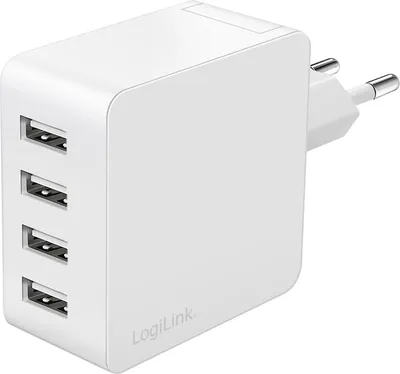 Produktbild von LogiLink USB-Steckdosenadapter 4x USB-A 24 Watt weiß