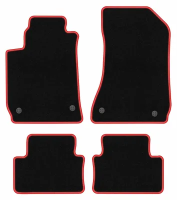 Obrázok produktu pre Velúrové autokoberce pre: Alfa Romeo 159 2006-2011 (sedan/kombi/Sportwagon) – sada 4 ks, čierno-červené, na mieru – Wielganizator CARLUX
