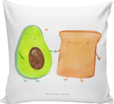 Produktbild von Mr. & Mrs. Panda kuschelkissen 40x40 Avocado Toast - Weiß - Geschenk, Hochzeit, Kissen, Liebe, Freundin, Kuschel, Gesund, Deko, Hochzeitsgeschenk, Dekokissen