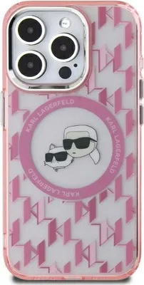 Immagine prodotto di Karl Lagerfeld Iml Monogram Karl & Choupette Head Custodia Magsafe per Iphone 16 - Rosa