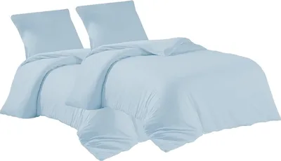 Produktbild von Bettwäsche 2er 135x200 + 2er 80x80 cm Eisblau Bettbezug Baumwolle, 4-teilig