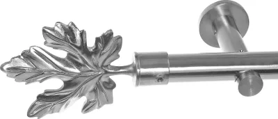Produktbild von Edelstahl Look Gardinenstange 20mm Wandträger 1-läufig Blatt, Länge wählbar H31 E35 R