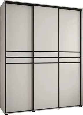 Produktbild von MEBLE KRYSPOL Cannes 10 Schrank mit 3 Schiebetüren - 205,2x190x45 cm - Weiß Weiß Schwarz