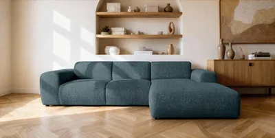 Image de Canapé d'Angle XXL GIN 310x192 L Droit | Tissu Texturé bleu pétrole