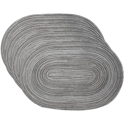 Immagine prodotto di Set di 6 sottopiatti ovali - Sottopiatti tessuti, resistenti al calore, antiscivolo e lavabili - Cotone/poliestere, 45x30 cm, grigi
