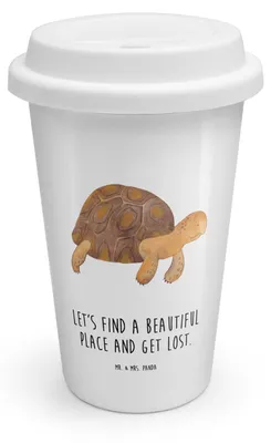 Produktbild von Mr. & Mrs. Panda ToGo Kaffeebecher Schildkröte Marschieren - Weiß - Geschenk, Lieblingsmensch, Inspiration, Isolierbecher To Go, Thermobecher, Abenteuer, Meerestiere